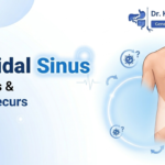 Pilonidal sinus near tailbone showing infection and recurrence