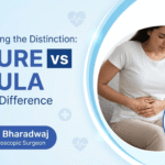 Difference between anal fissure and fistula showing tear vs tunnel